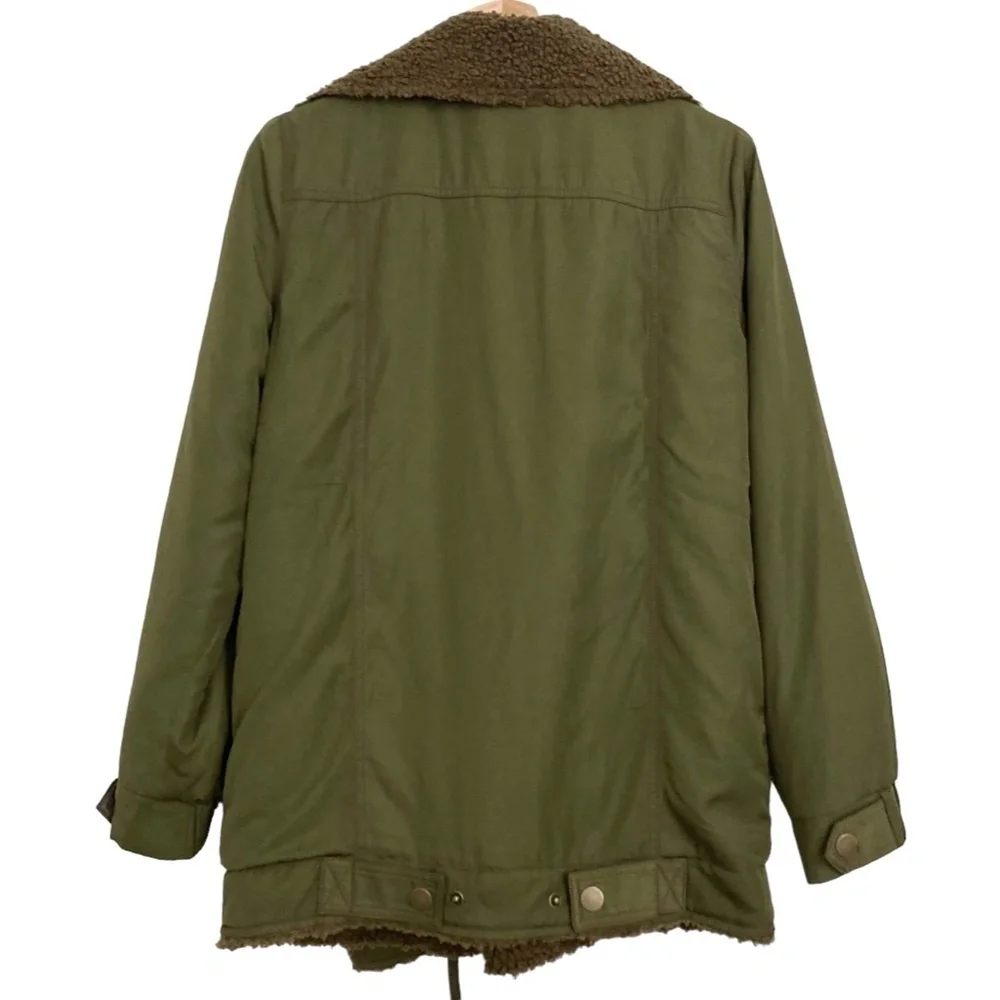 ANTHROPOLOGIE Joni Oversized Sherpa Lined Longline Moto Aviator Jacket LIKE NEW